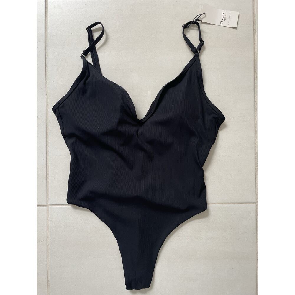 Naturyl Swim One Piece Swimsuit Plunge Ribbed Swimwear